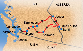 jasper vancouver bus map kelowna banff tour